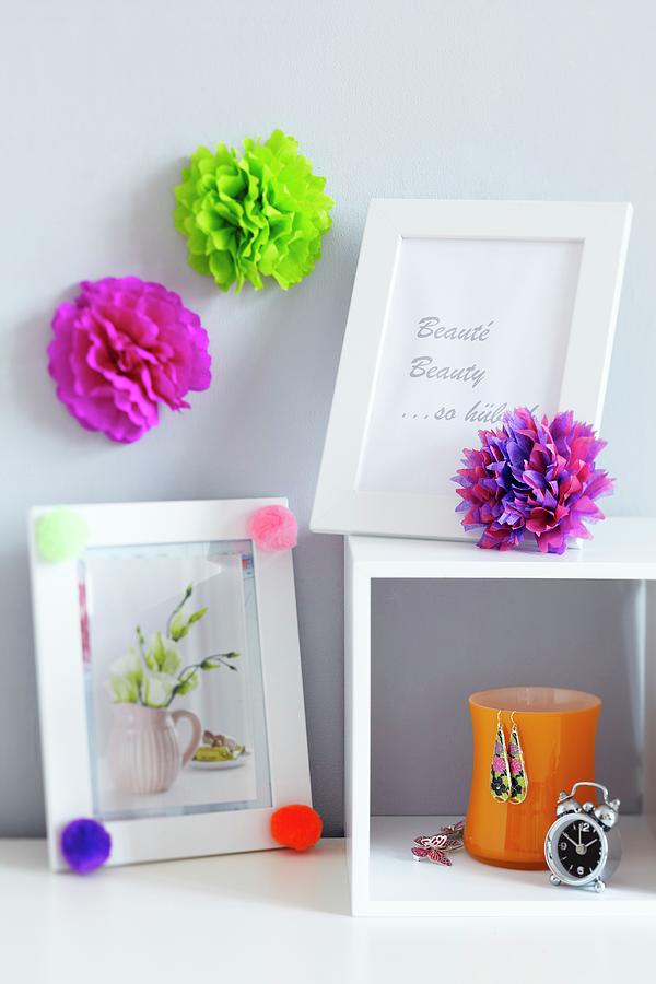 Pompoms Decorating Picture Frames & Wall Photograph by Franziska Taube