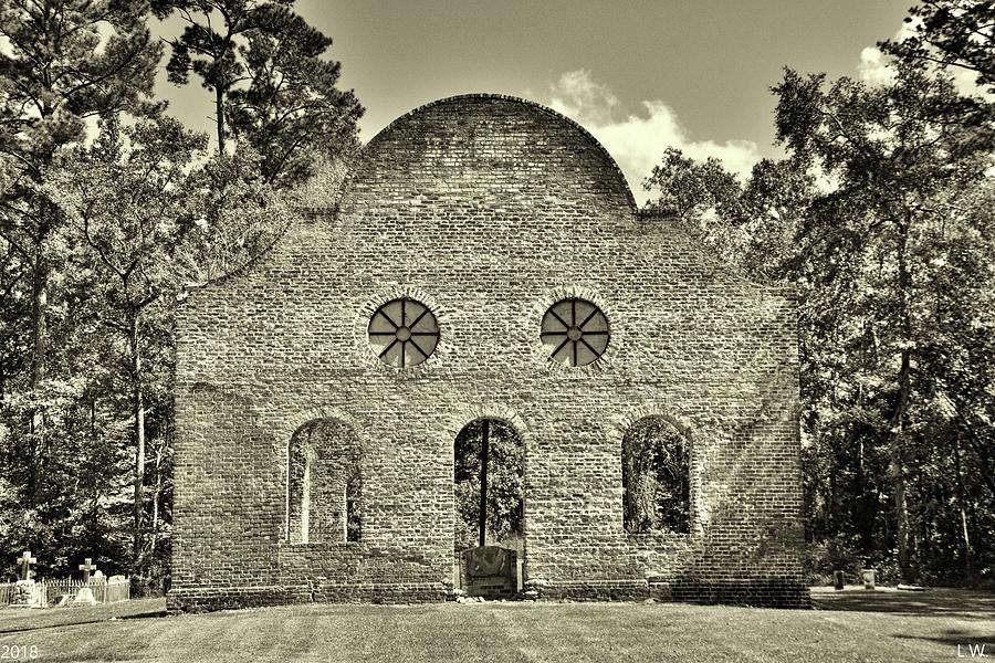 Pon Pon Chapel Of ease Jacksonboro South Carolina Black And White 2 Photograph by Lisa Wooten