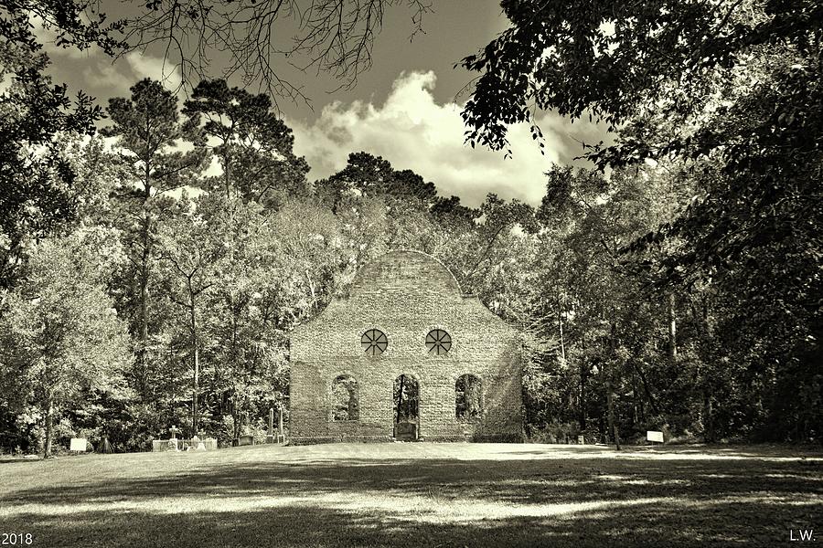 Pon Pon Chapel Of Ease Jacksonboro South Carolina Black And White Photograph by Lisa Wooten