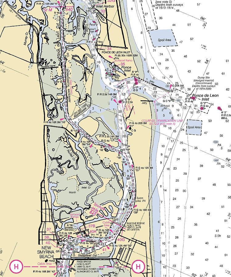 Ponce-de-leon-inlet -florida Nautical Chart _v6 Mixed Media by Sea ...