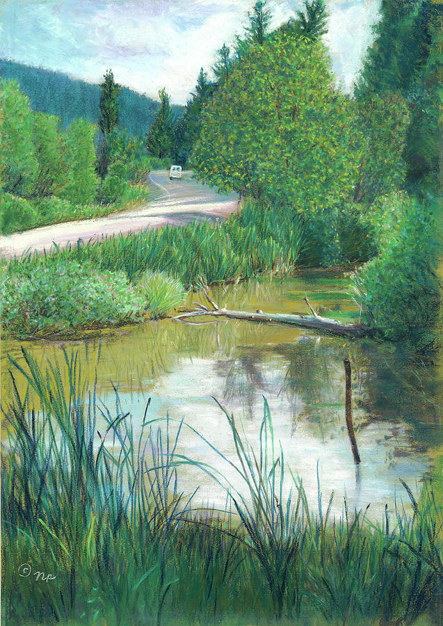 Pond by Highway Painting by Nick Payne