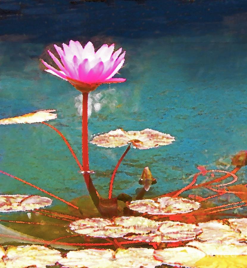 Pond Flower Painting  Mixed Media by Sharon Williams Eng