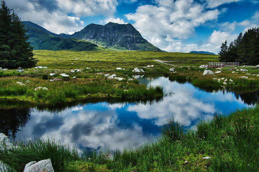 Pond Reflection and Mountains - Scotland Photograph by Stuart Litoff