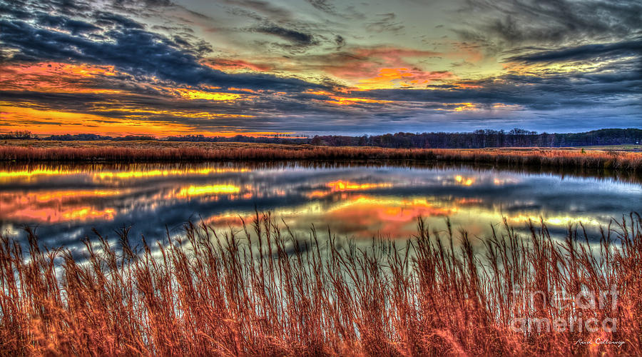 Pond Reflections Sunset Landscape Art Photograph by Reid Callaway