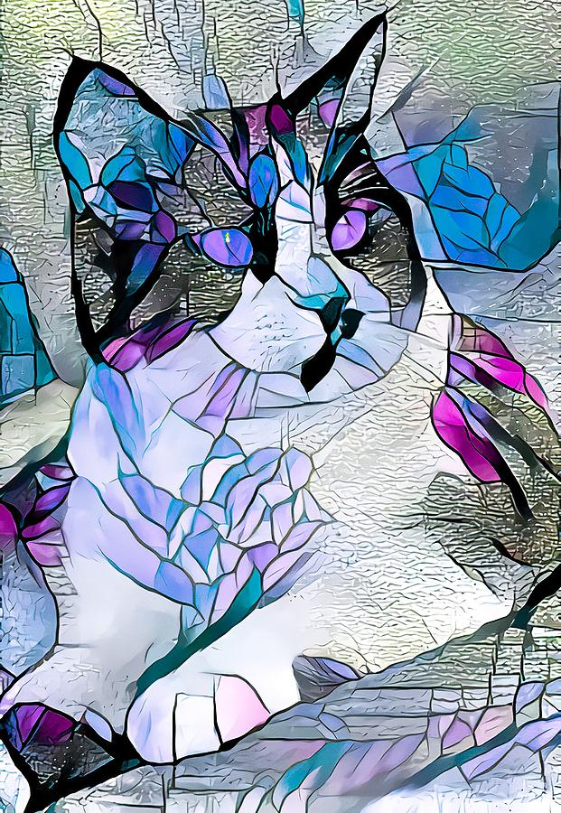Pondering Blue Tuxedo Cat Digital Art by Don Northup