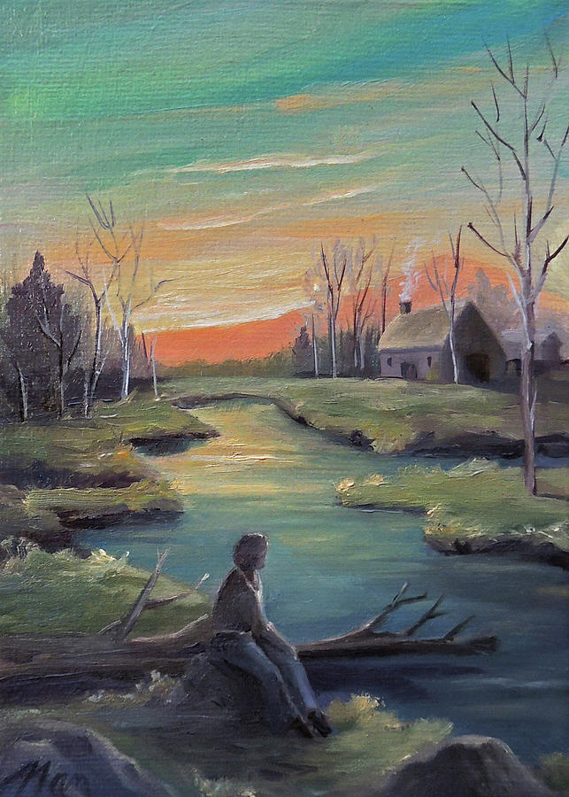 Pondering In Spring Painting by Nancy Griswold