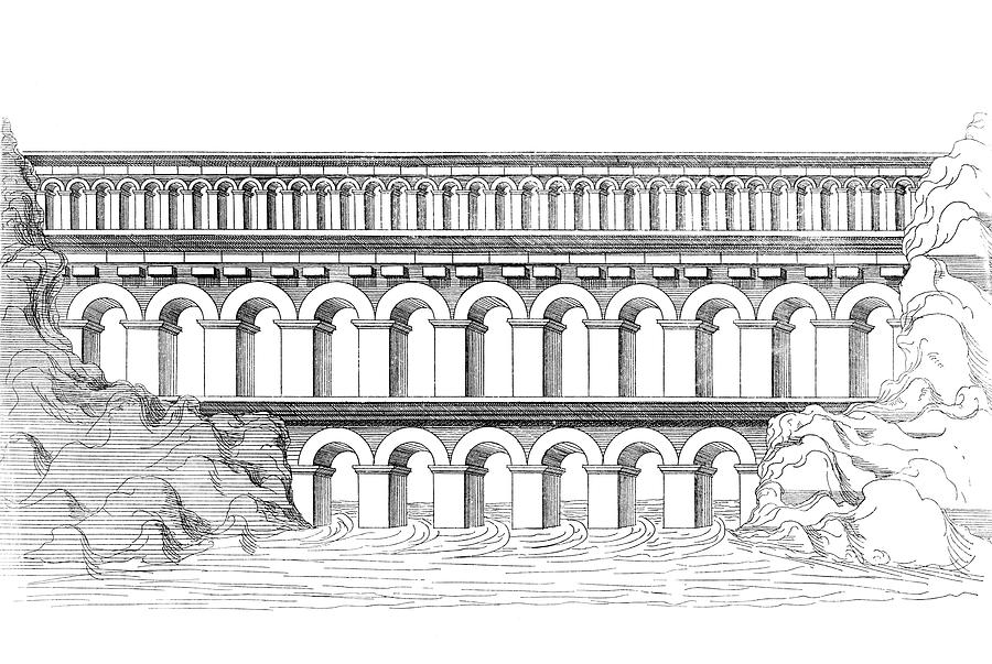 The Pont du Gard a Roman aqueductbridge France Process print   Wellcome Collection