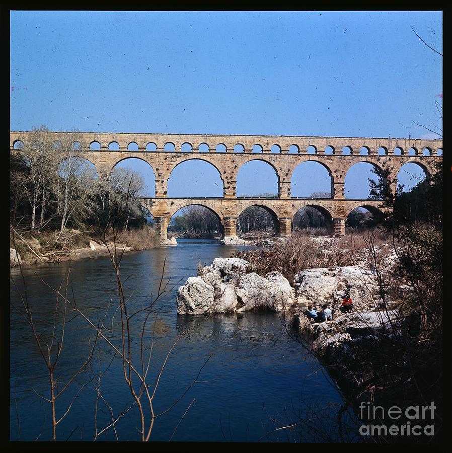 Nature Photograph - Pont Du Gard Aqueduct In France by Bettmann