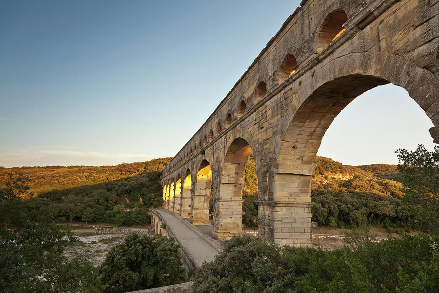 Architecture Photograph - Pont Du Gard Bridge In Rural Landscape by Walter Zerla