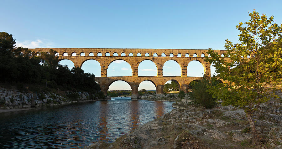 Architecture Photograph - Pont Du Gard Bridge Over River by Walter Zerla