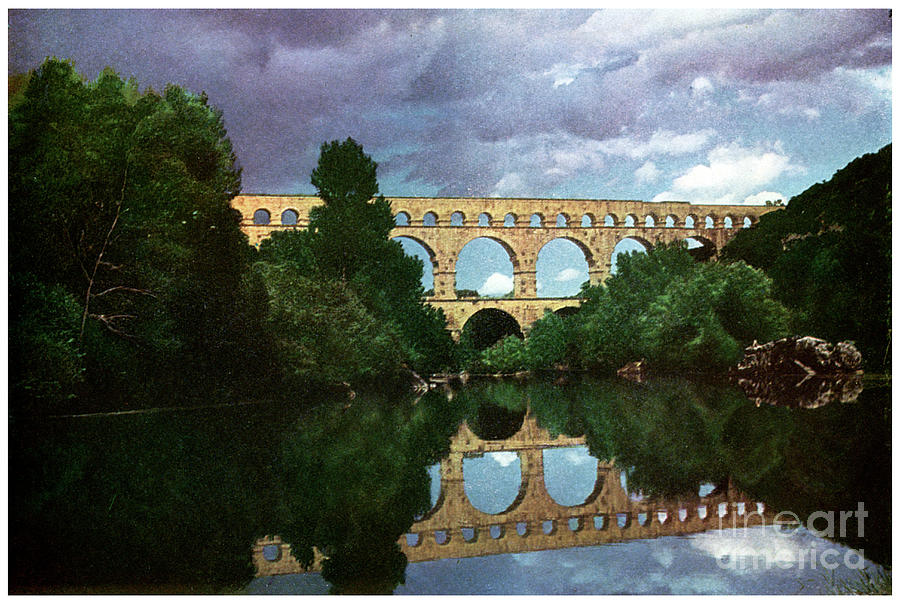 Pont Du Gard, Roman Aqueduct, Nimes Drawing by Print Collector Fine