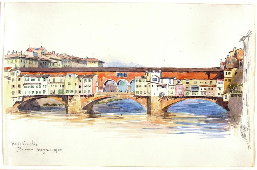 Ponte Vecchio, Florence Painting by George Elbert Burr Ponte Vecchio, Florence Painting by George Elbert Burr