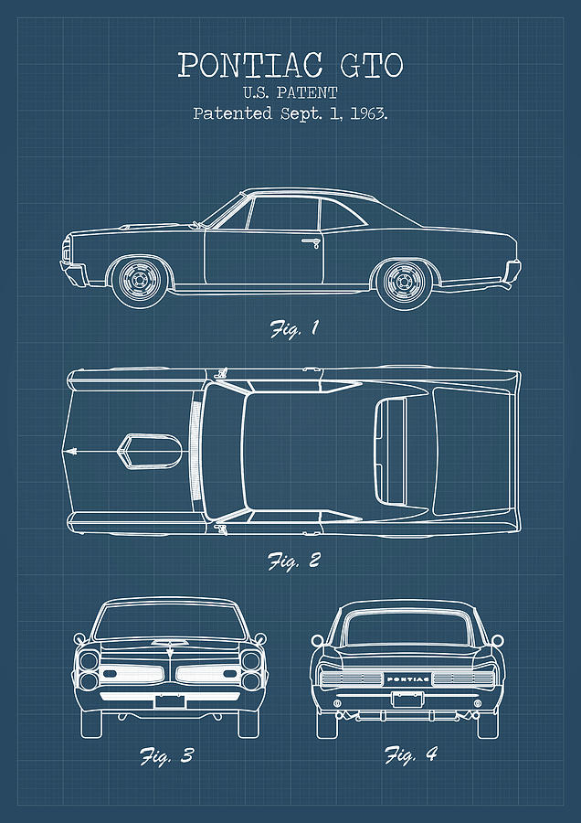 PONTIAC GTO blueprint Digital Art by Dennson Creative - Pixels