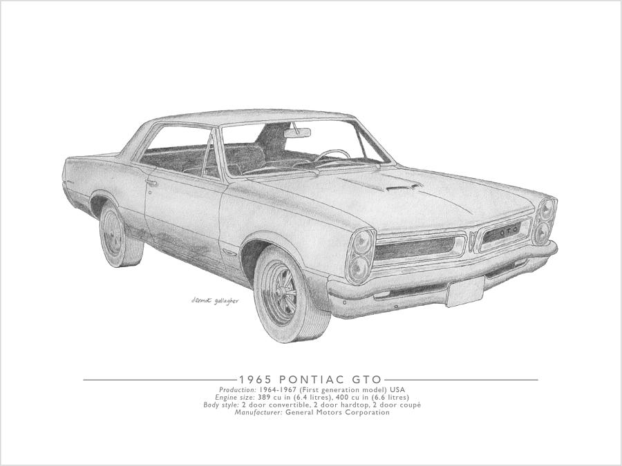 Pontiac GTO Hardtop Drawing by Dermot Gallagher