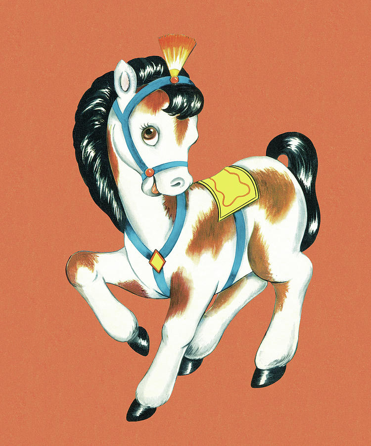 Vintage Drawing - Pony by CSA Images