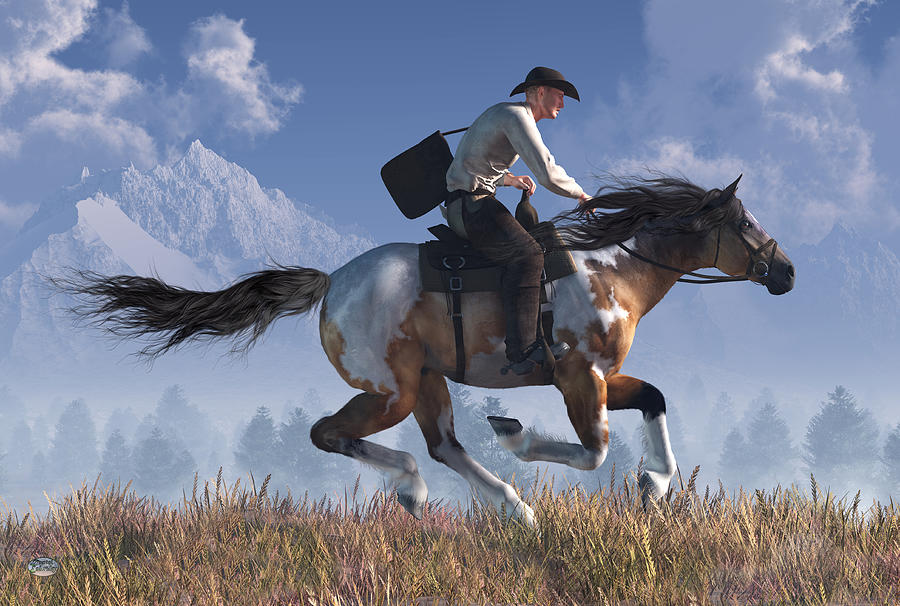 Horse Digital Art - Pony Express Rider by Daniel Eskridge