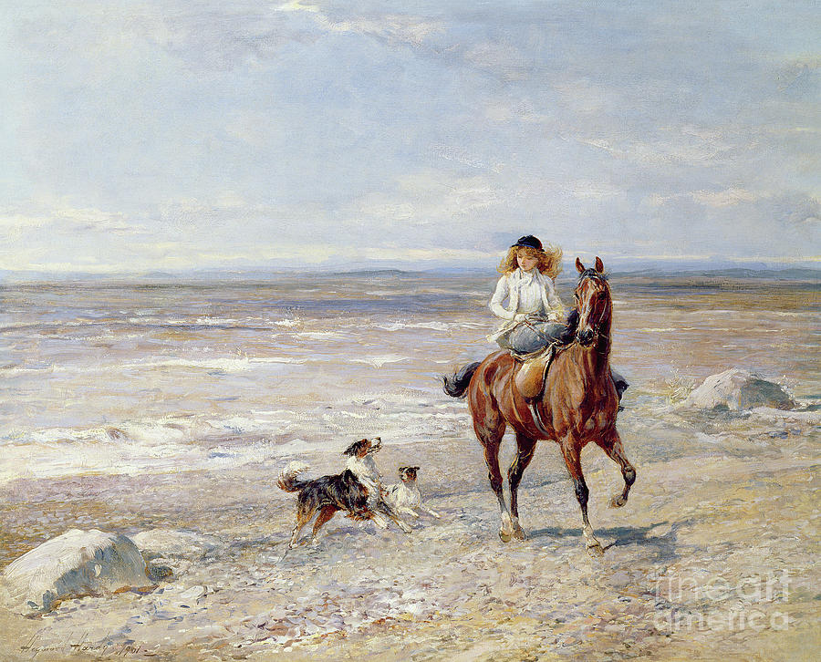 Pony Ride on the Beach Painting by Heywood Hardy