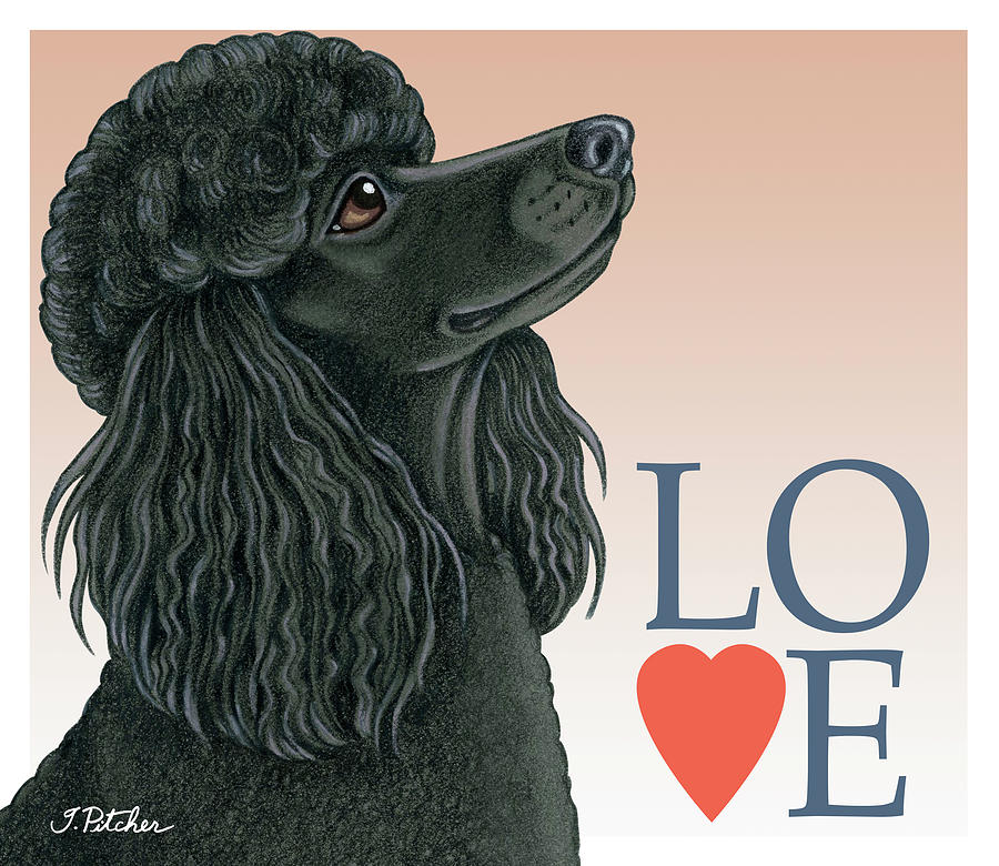 Inspirational Mixed Media - Poodle Black Love by Tomoyo Pitcher