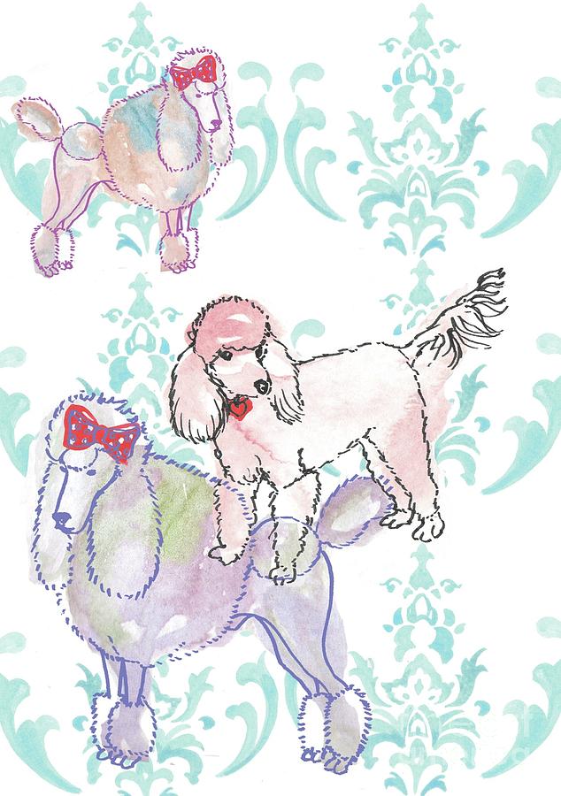 Poodles Mixed Media by Anna Platts