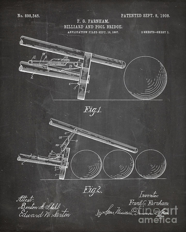 Pool Bridge Patent, Pool Art - Chalkboard Digital Art by Patent Press ...