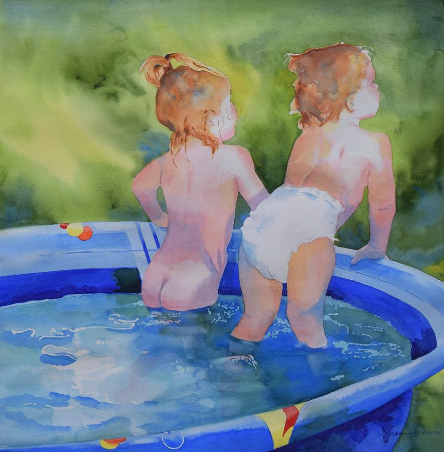 Pool Nymphs Painting by Celene Terry