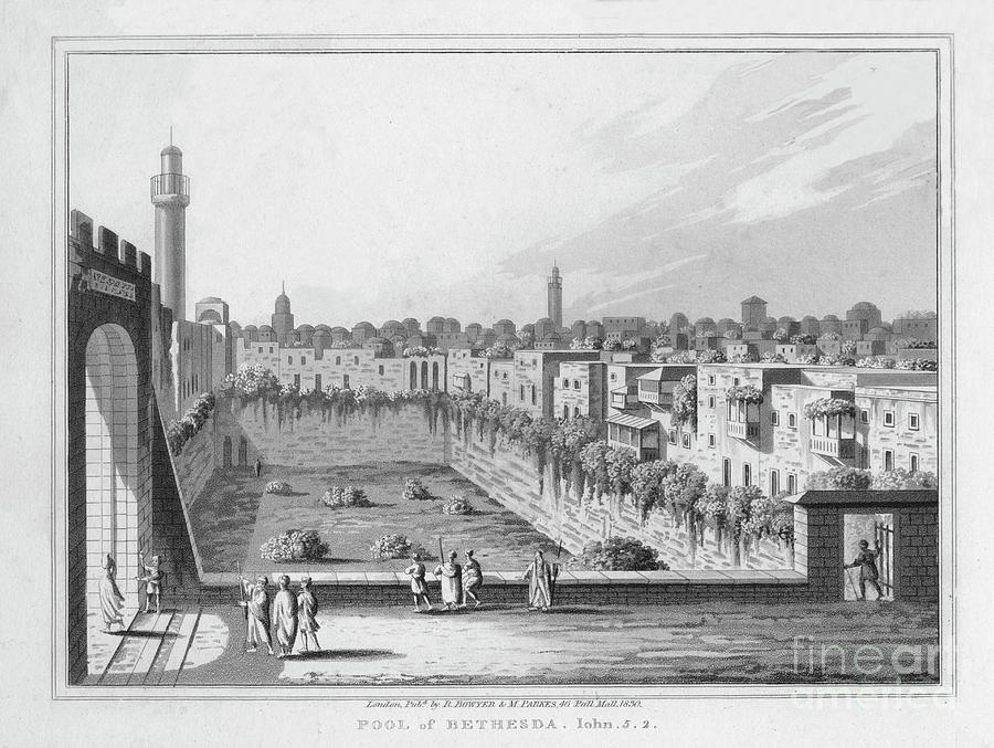 Pool Of Bethesda. John. 5. 2., 1830 Drawing by Print Collector