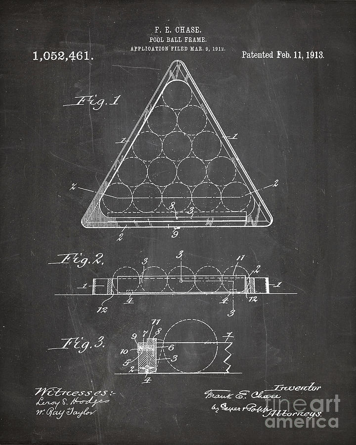 Pool Patent, Billiards Art - Chalkboard Digital Art by Patent Press ...