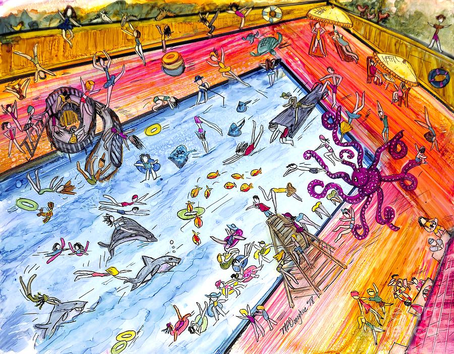 Pool Patrol painting  Painting by Patty Donoghue