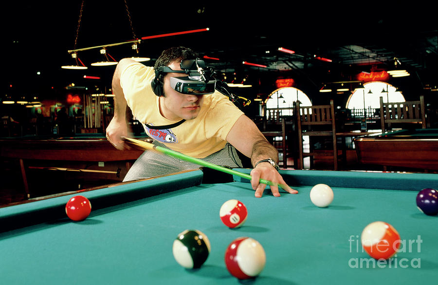 Pool Player Hitting A Shot Using Virtual Goggles Photograph by Sam Ogden/science Photo Library