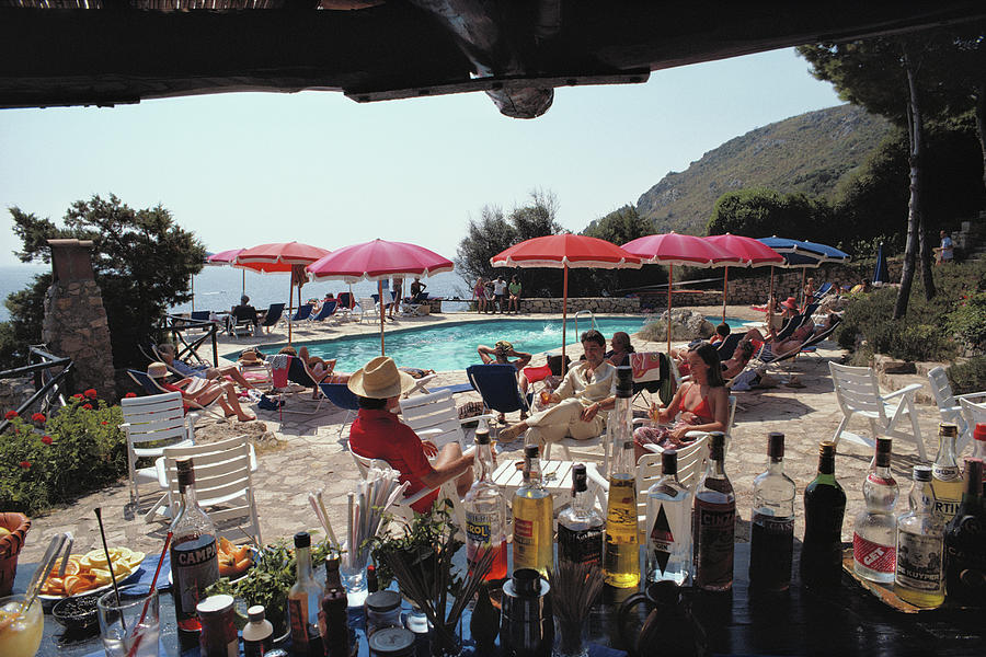 Bottle Photograph - Poolside Bar by Slim Aarons