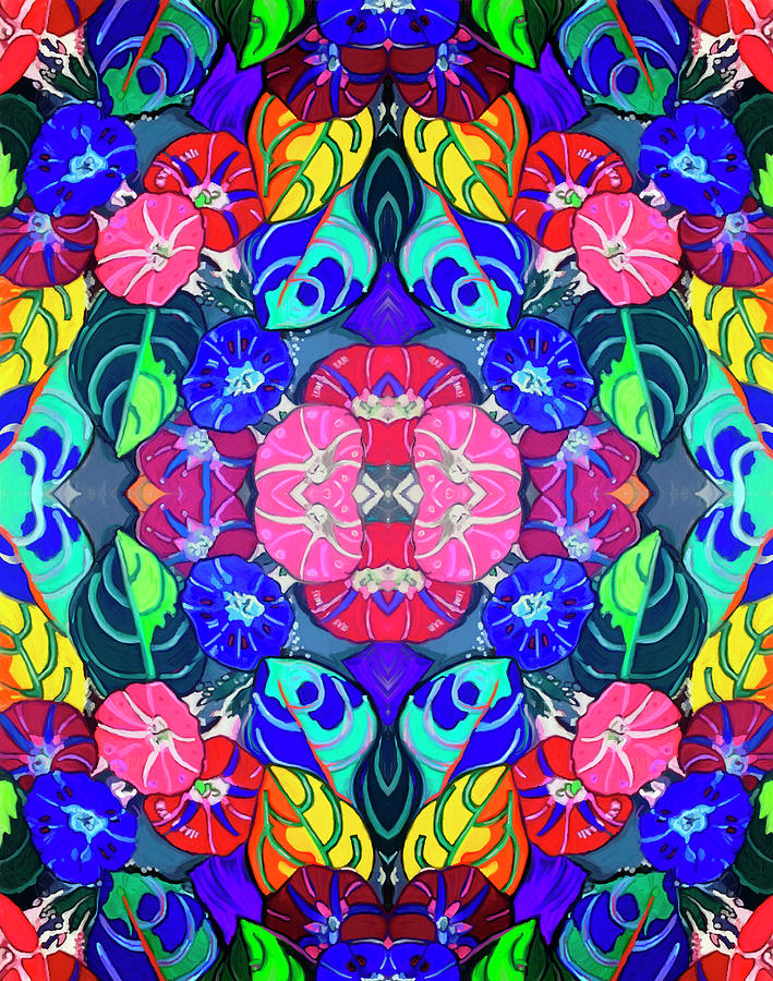 Flower Digital Art - Pop Art Flowers Kaleidoscope by Howie Green
