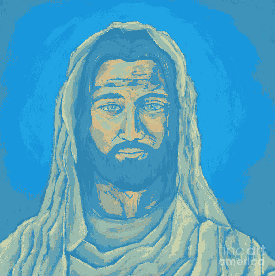 Pop Art Jesus - Blue Digital Art by David Hinds