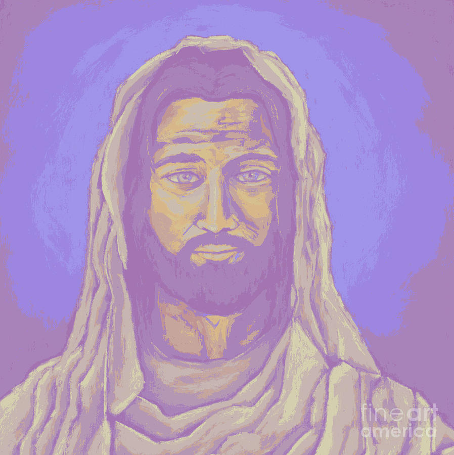 Pop Art Jesus - Purple Digital Art by David Hinds