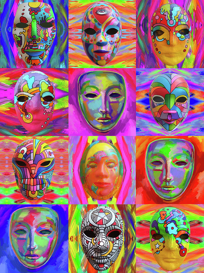 Masks Digital Art - Pop Art Masks by Howie Green