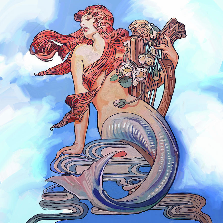 Mermaid Digital Art - Pop-art-mermaid by Howie Green