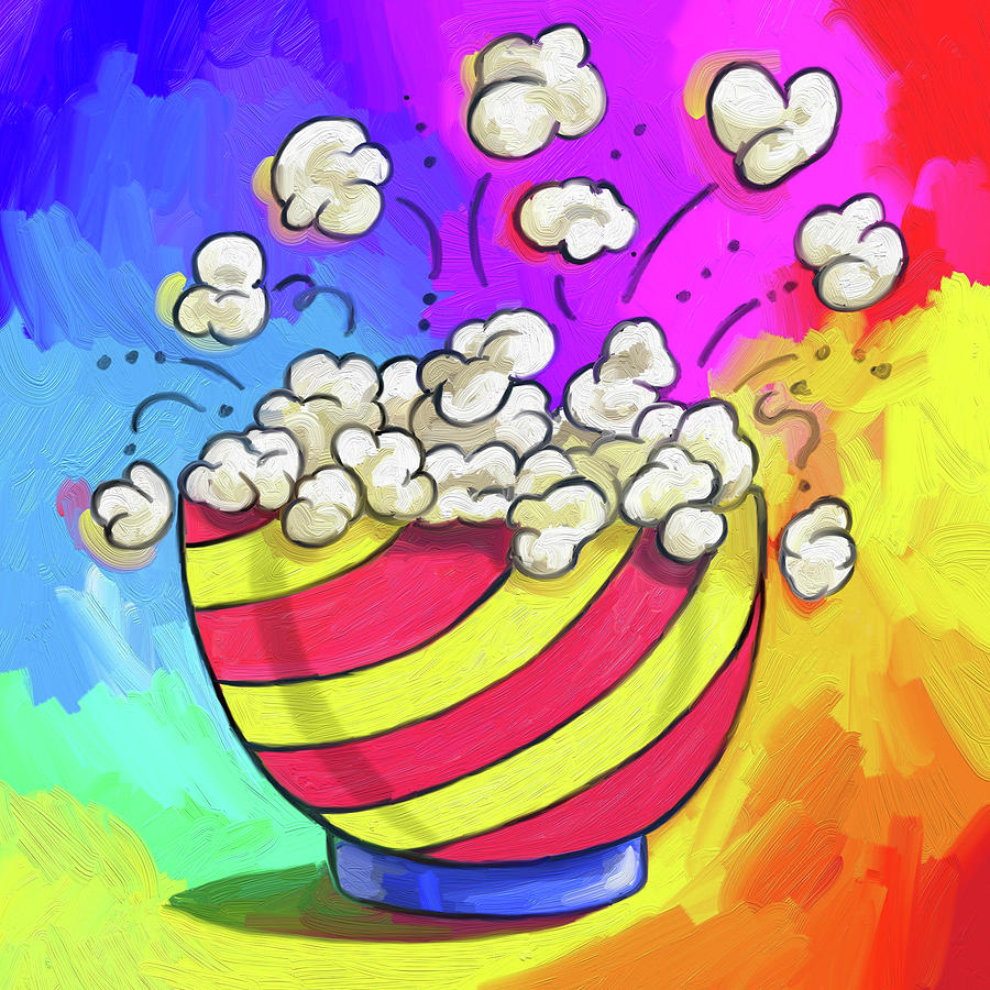 Popcorn Digital Art - Pop-art Popcorn Bowl by Howie Green