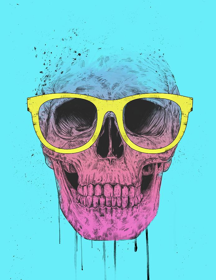Skull Mixed Media - Pop art skull with glasses by Balazs Solti