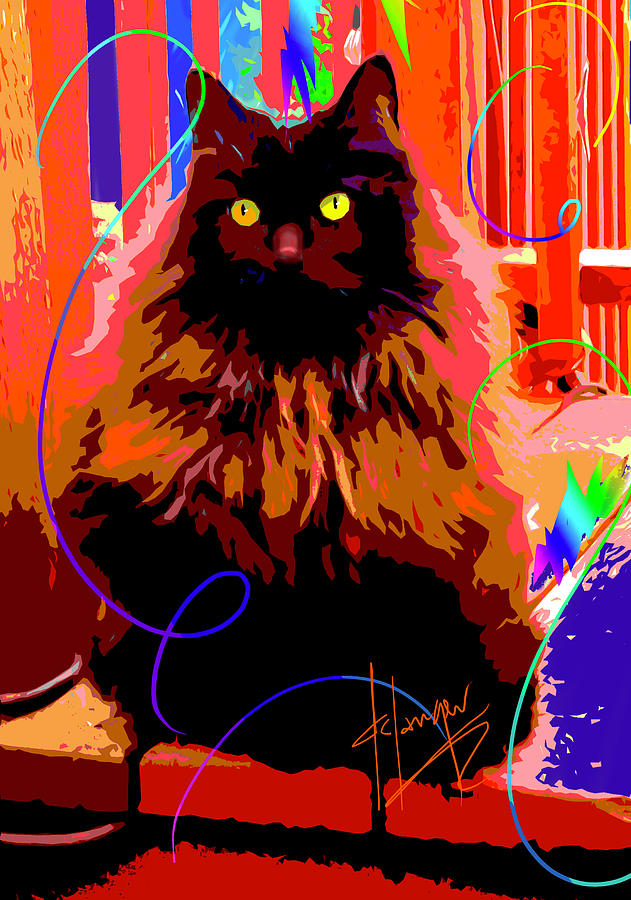 POP CAT Delilah Painting by DC Langer