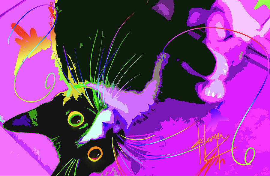 POP CAT Dotty Painting by DC Langer