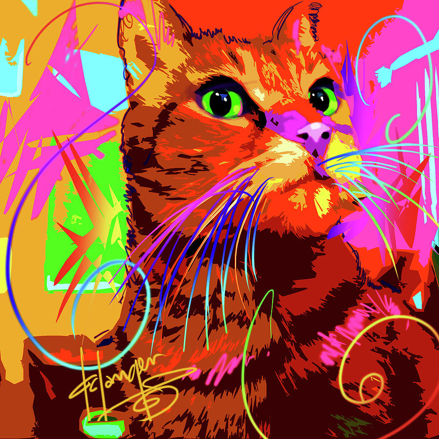 pOp Cat Kasey Painting by DC Langer