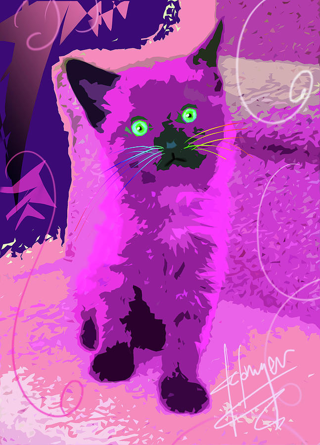 POP CAT Sparky Painting by DC Langer