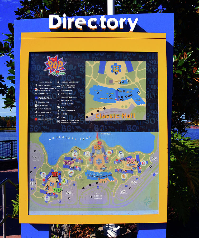 Pop Century directory map Photograph by David Lee Thompson