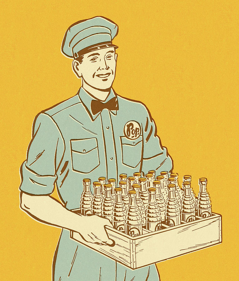 Vintage Drawing - Pop Delivery Man by CSA Images