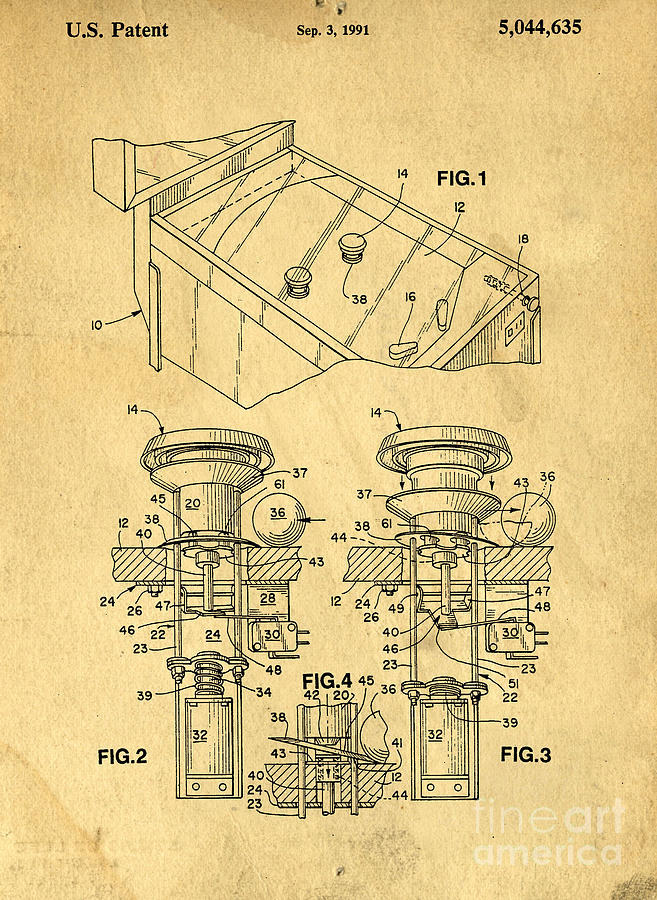 Vintage Photograph - Pop Up Bumper Pinball Patent by Edward Fielding