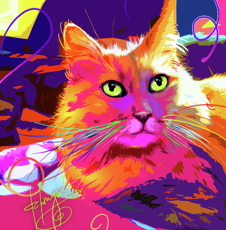 pOpCat BabyCat Painting by DC Langer