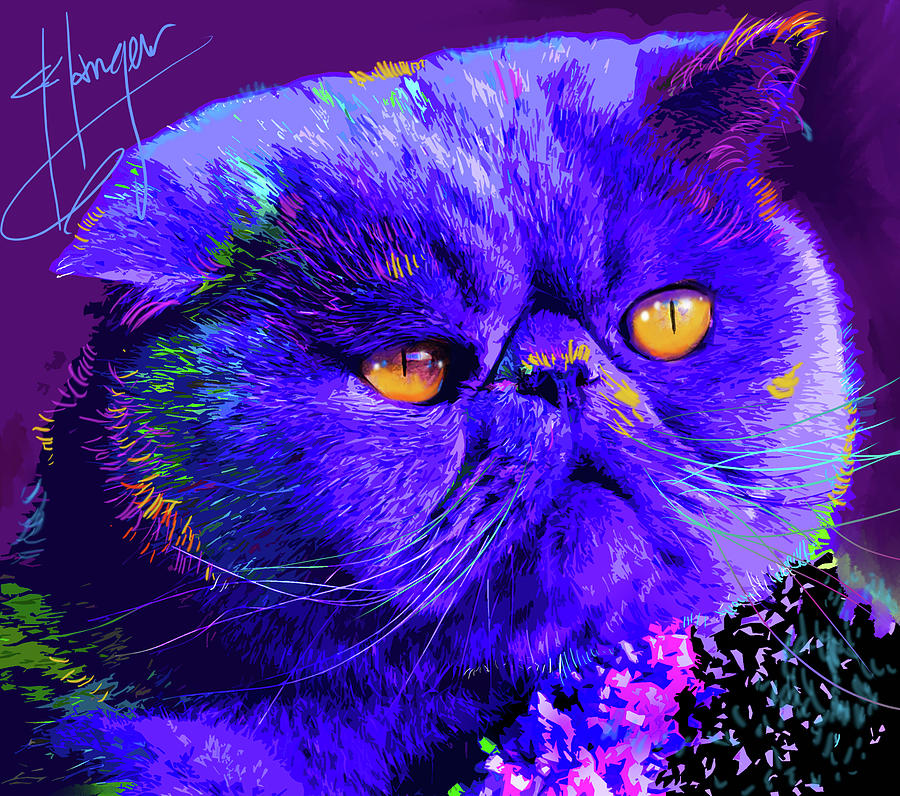 Psycho Movie Painting - pOpCat Captain Blue Chip by DC Langer