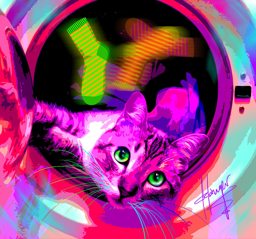 pOpCat Laundry Cat Painting by DC Langer
