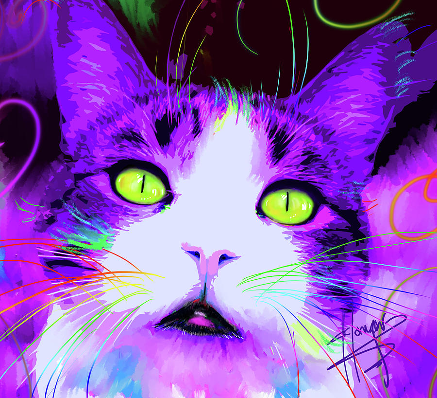 pOpCat Petunia Painting by DC Langer