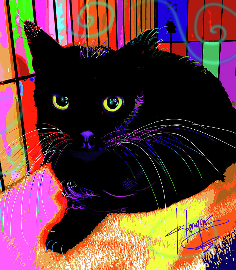 pOpCat Sweet Baby Raven Painting by DC Langer