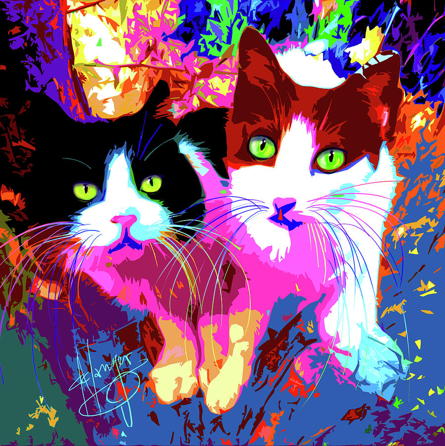 pOpCats Bonnie and Clyde Painting by DC Langer